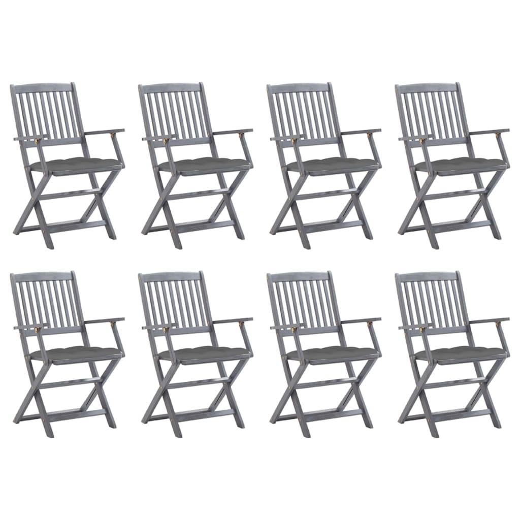 Chaises pliables d'extérieur Bois acacia Gris 54 x 61 x 88 cm - PANGIVO - Image 1