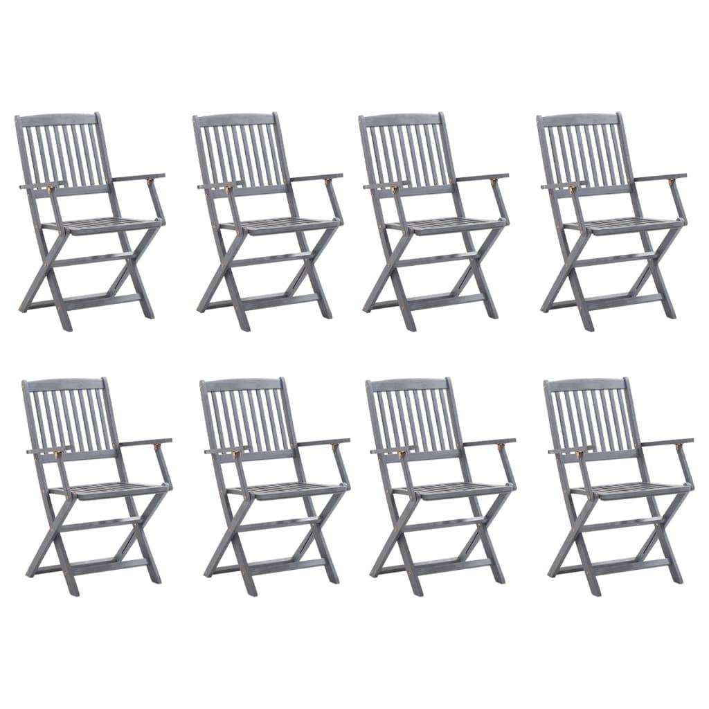 Chaises pliables d'extérieur Bois acacia Gris 54 x 61 x 88 cm - PANGIVO - Image 2