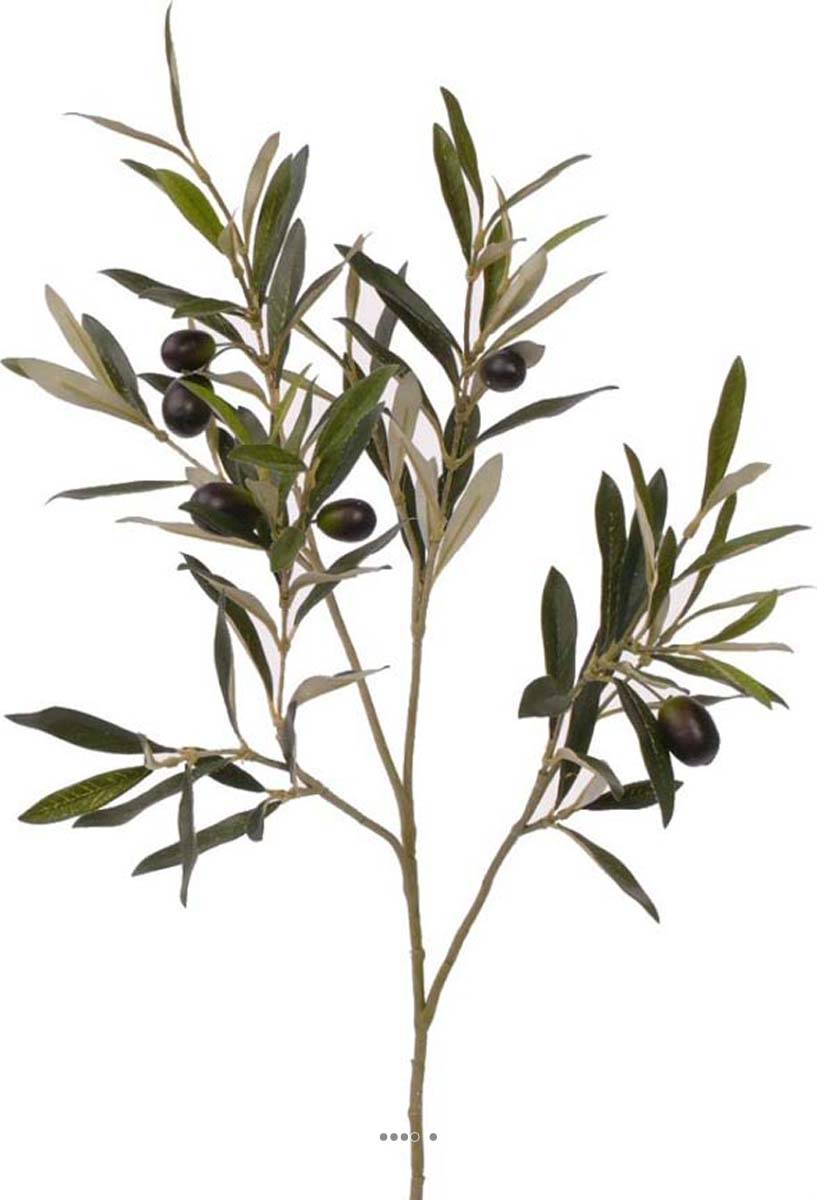 Branche d olivier artificiel H 50 cm 104 feuilles 6 olives