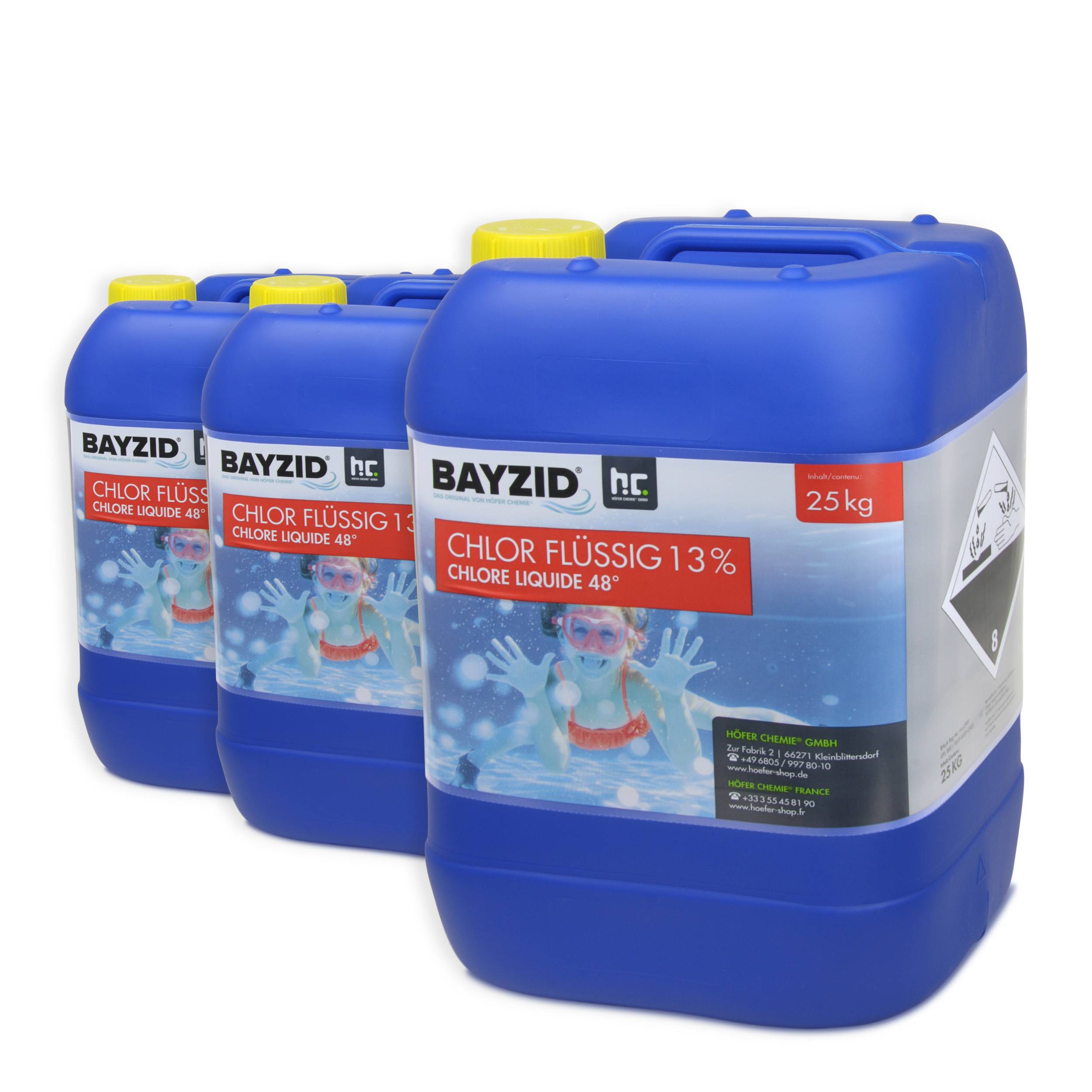 Chlore liquide 48° Bayzid® en bidon de 25 KG (20L) x 3 - Image 1