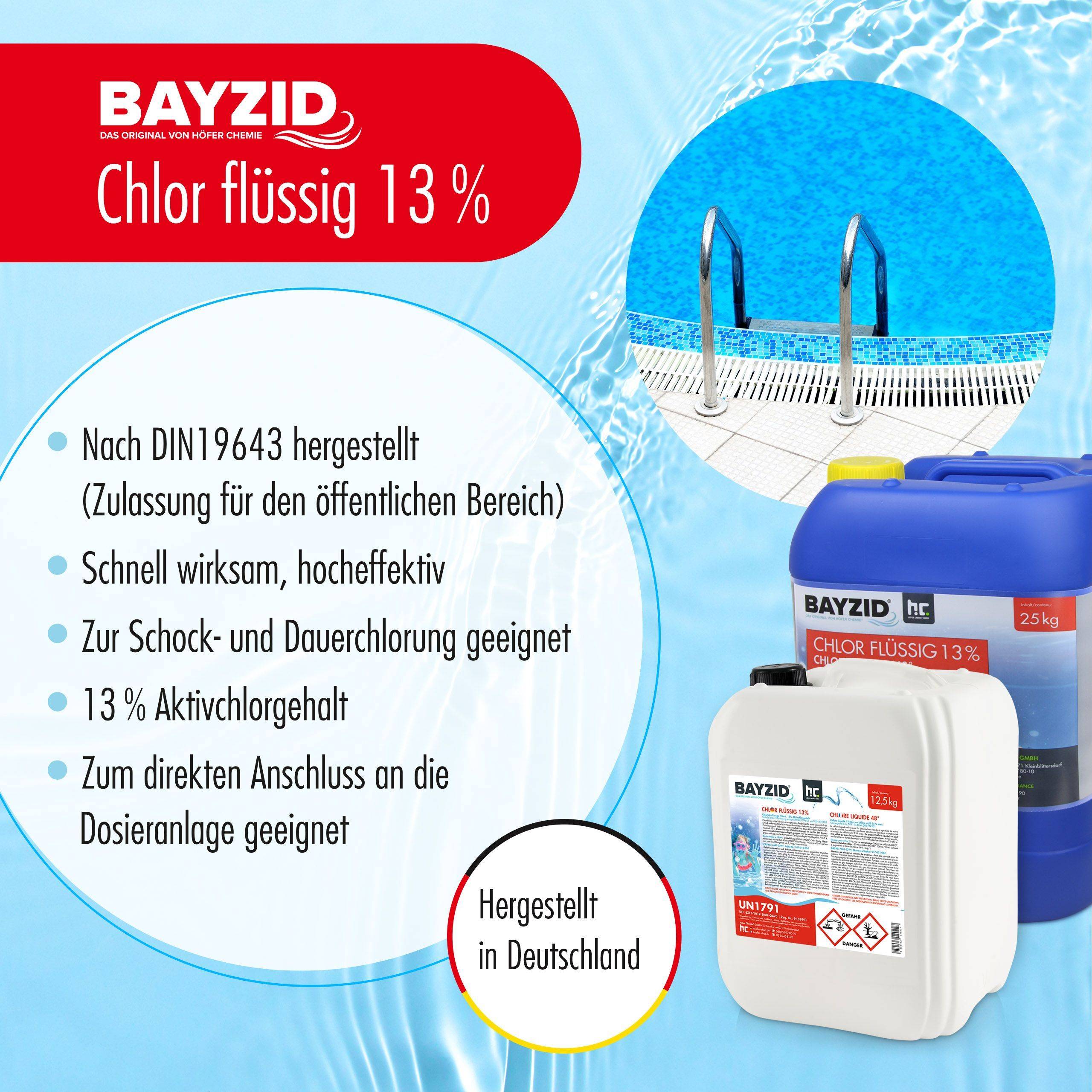 Chlore liquide 48° Bayzid® en bidon de 25 KG (20L) x 3 - Image 2