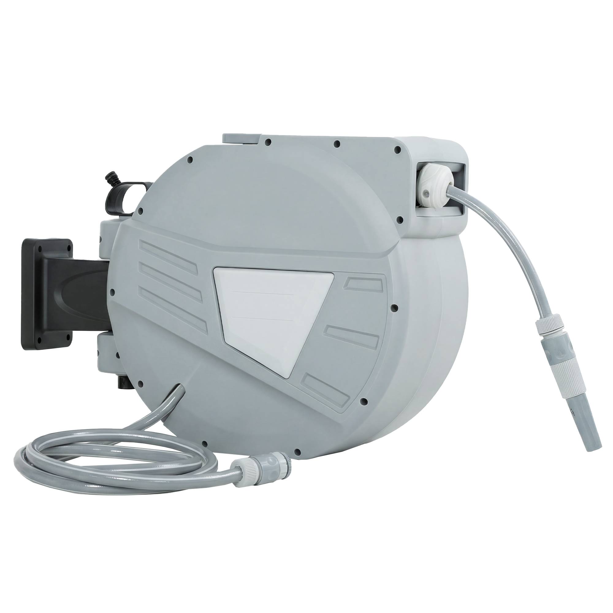 ComfortXL - Enrouleur tuyau arrosage mural PP gris 20 m pivotant 180° rétraction auto - ComfortXL Outdoor Living - Image 1