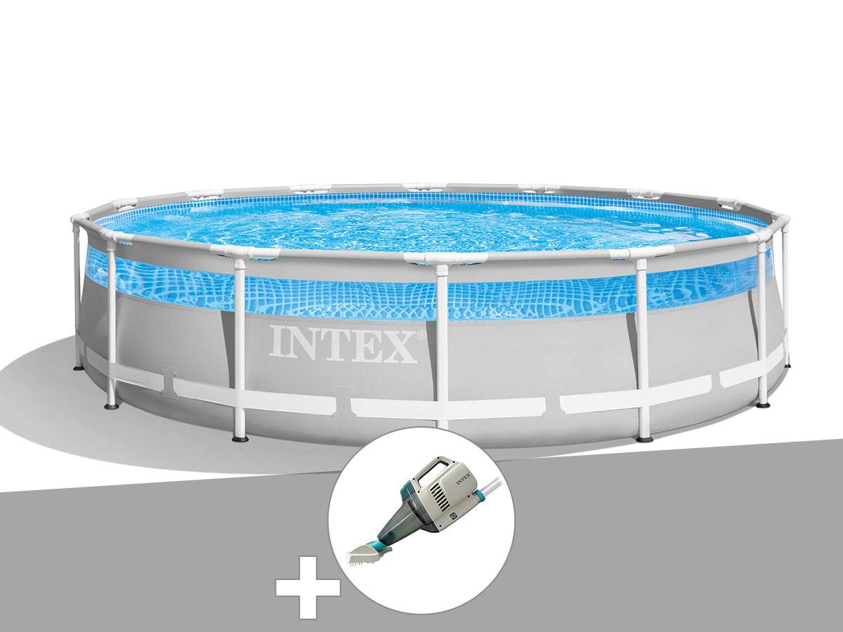 Kit piscine tubulaire Intex Prism Frame Clearview ronde 4,27 x 1,07 m + Aspirateur - Image 1