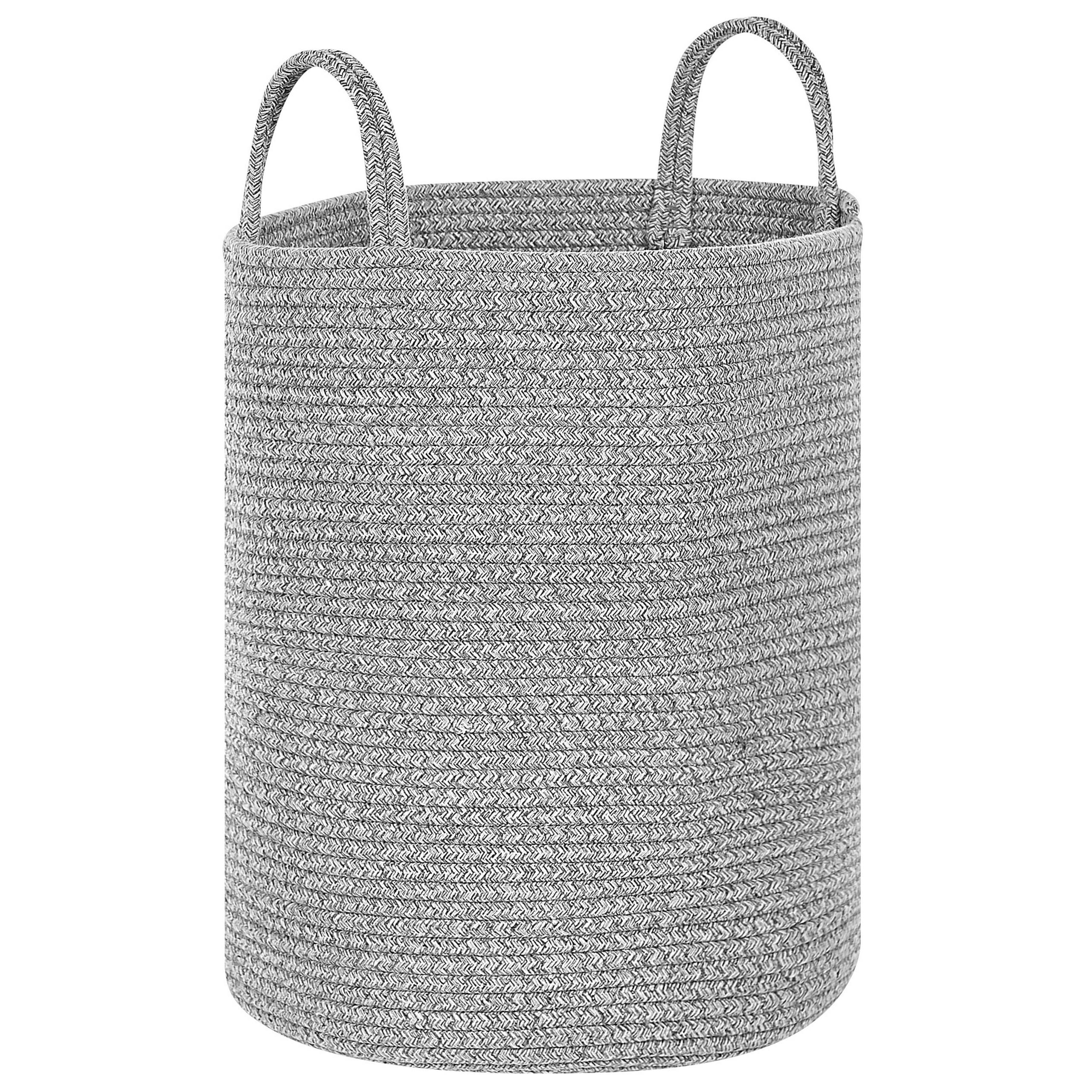 Paniers Gris en Coton avec Anses Corbeille à Linge Rangement Spacieux pour Intérieur Pratique Style Boho Lot de 2 - Image 4