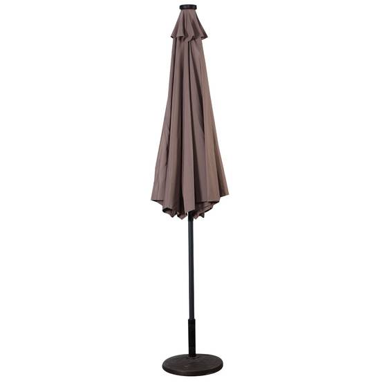 Parasol Inclinable Dia.300cm LED Dolaire en Scier Toile Polyester pour Jardin et Terrasse Marron - Image 7