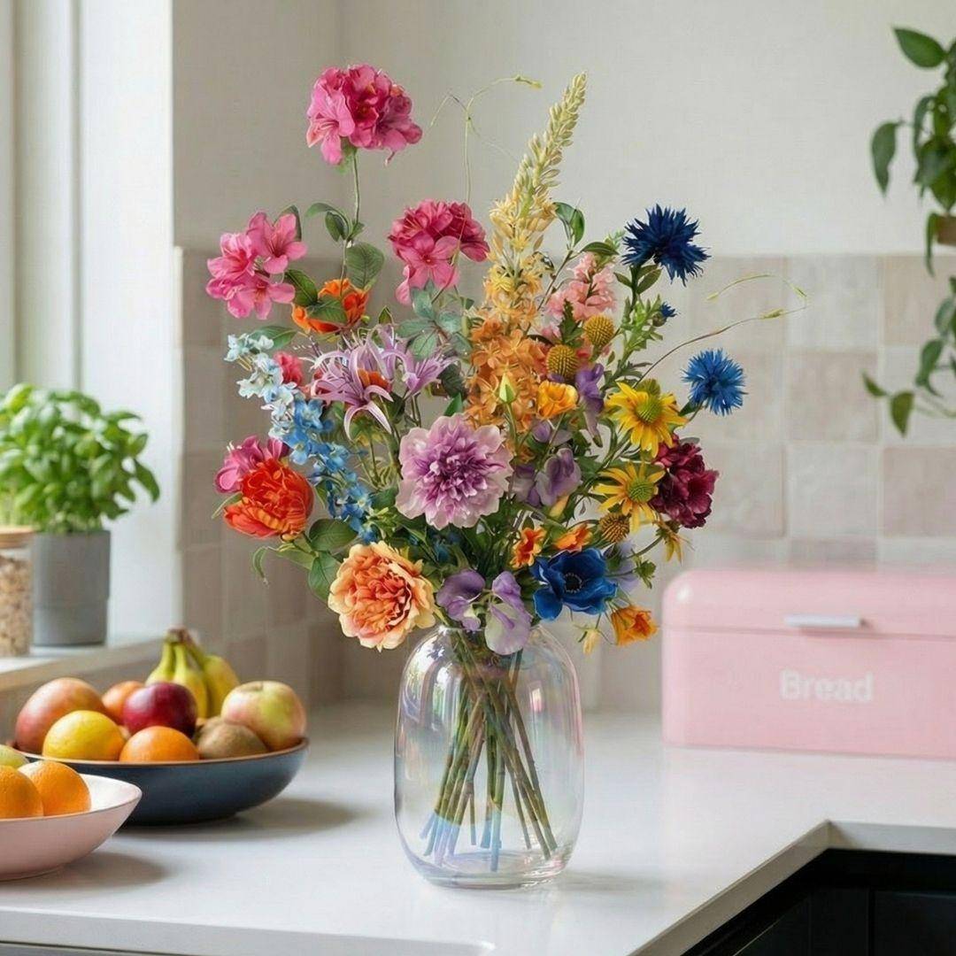 PANGIVO - Bouquet de fleurs artificielles soie synthétique multicolore 50 x 50 x 100 cm - PANGIVO - Image 5
