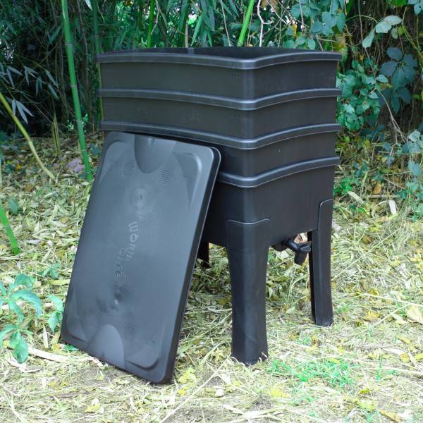 Lombricomposteur Worm Café 3 plateaux Noir + 1kg de Vers - Image 4