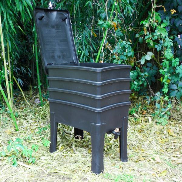 Lombricomposteur Worm Café 3 plateaux Noir + 1kg de Vers - Image 3
