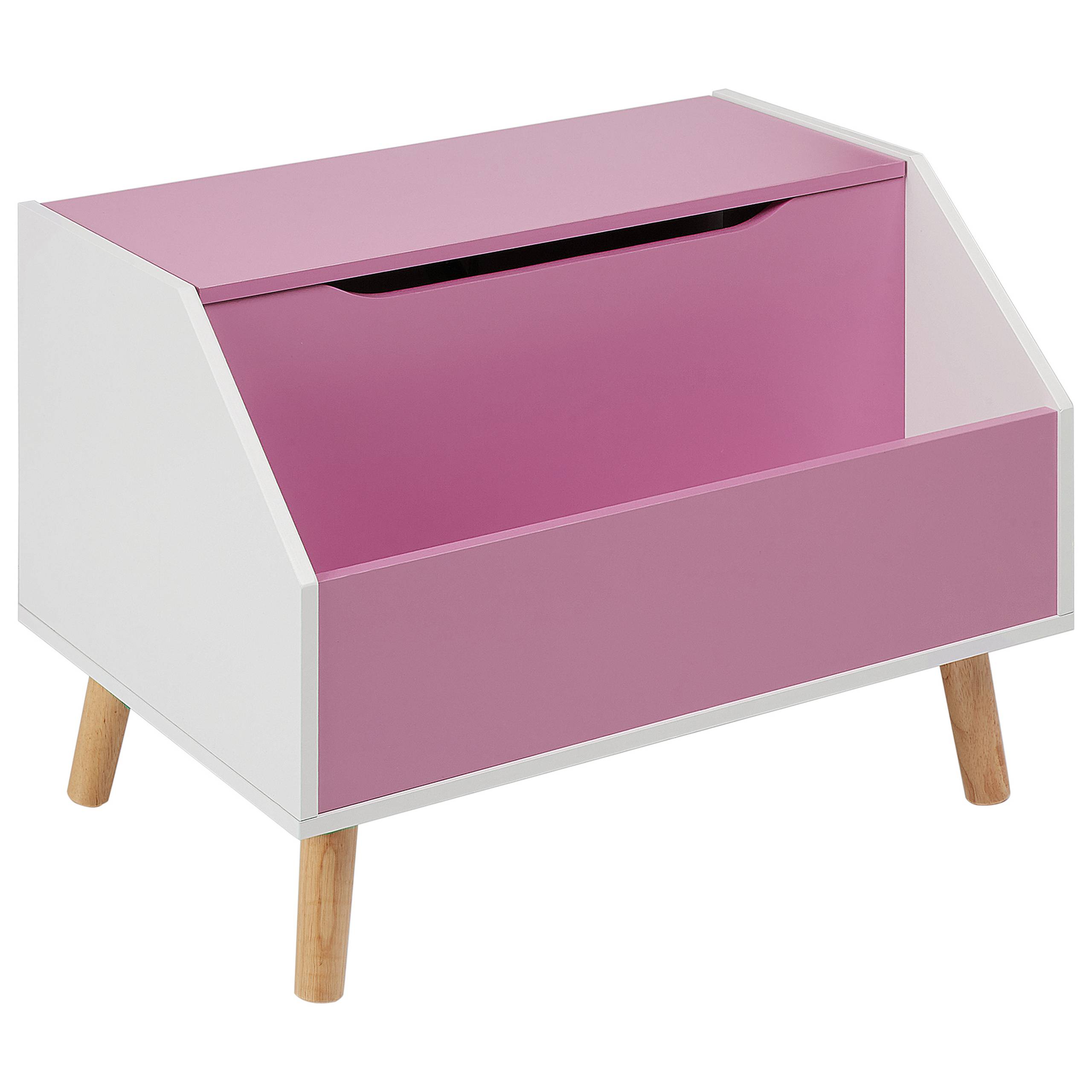 Armoire de rangement Rose en MDF Couvercle et Étagère pour Chambre d'Enfant Style Moderne - Image 1