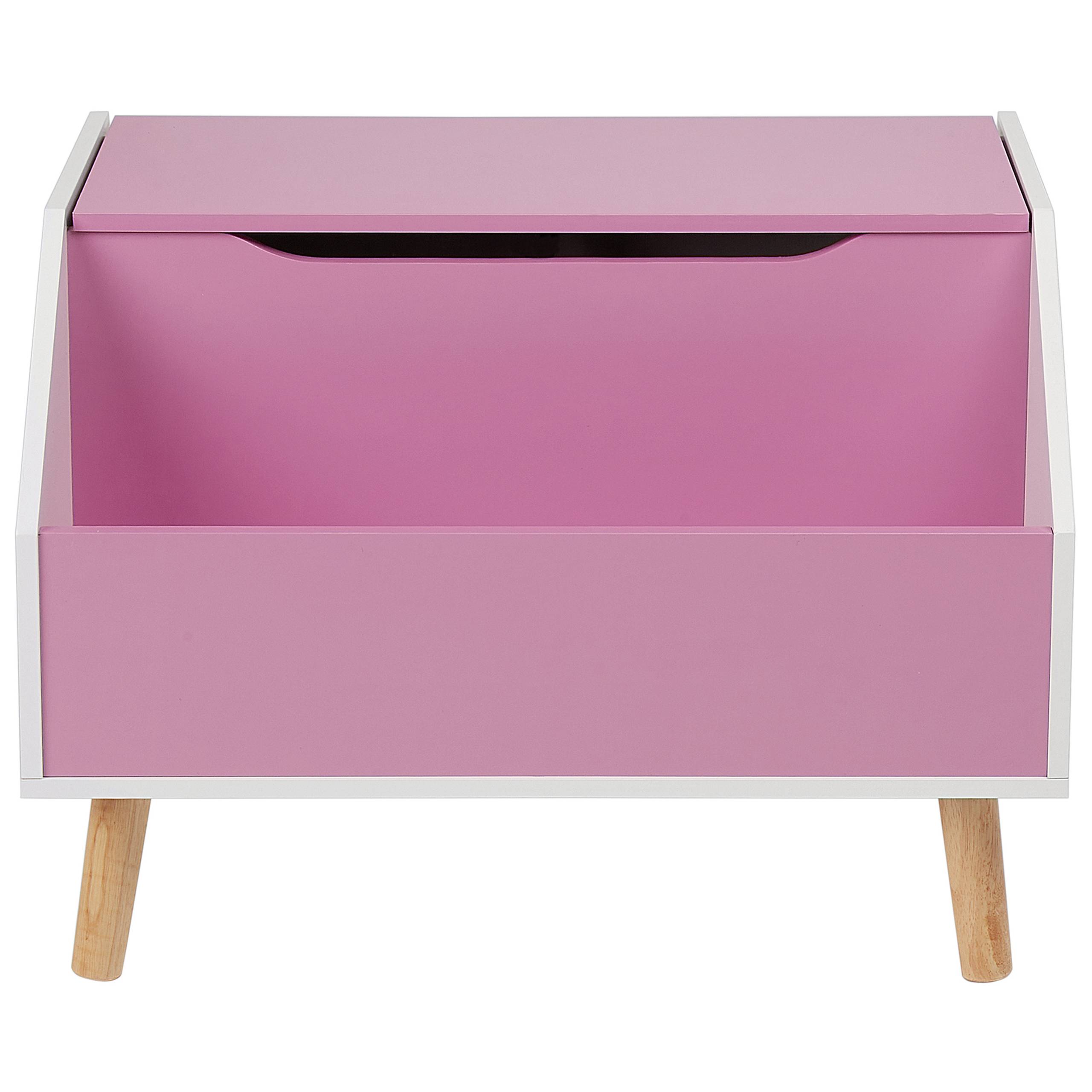 Armoire de rangement Rose en MDF Couvercle et Étagère pour Chambre d'Enfant Style Moderne - Image 5