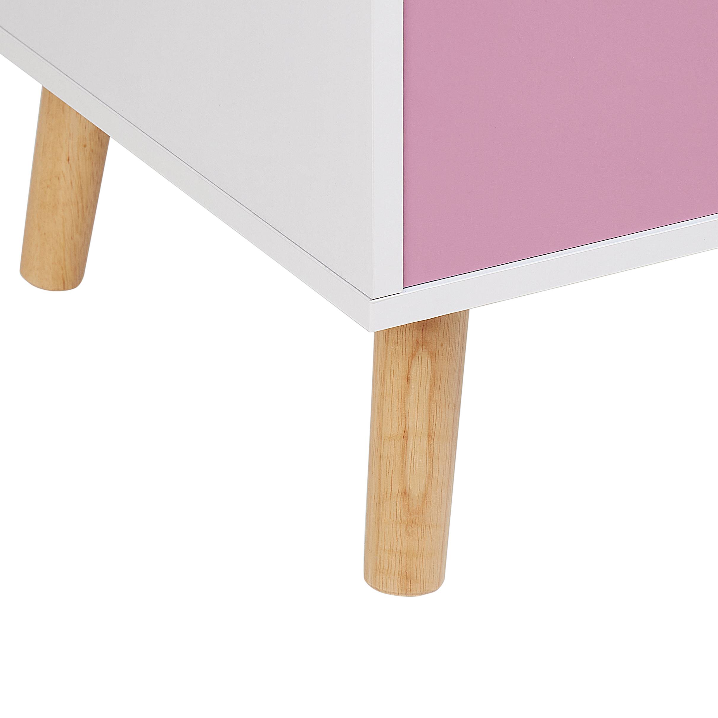 Armoire de rangement Rose en MDF Couvercle et Étagère pour Chambre d'Enfant Style Moderne - Image 8