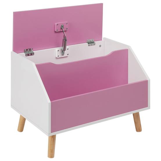 Armoire de rangement Rose en MDF Couvercle et Étagère pour Chambre d'Enfant Style Moderne - Image 4