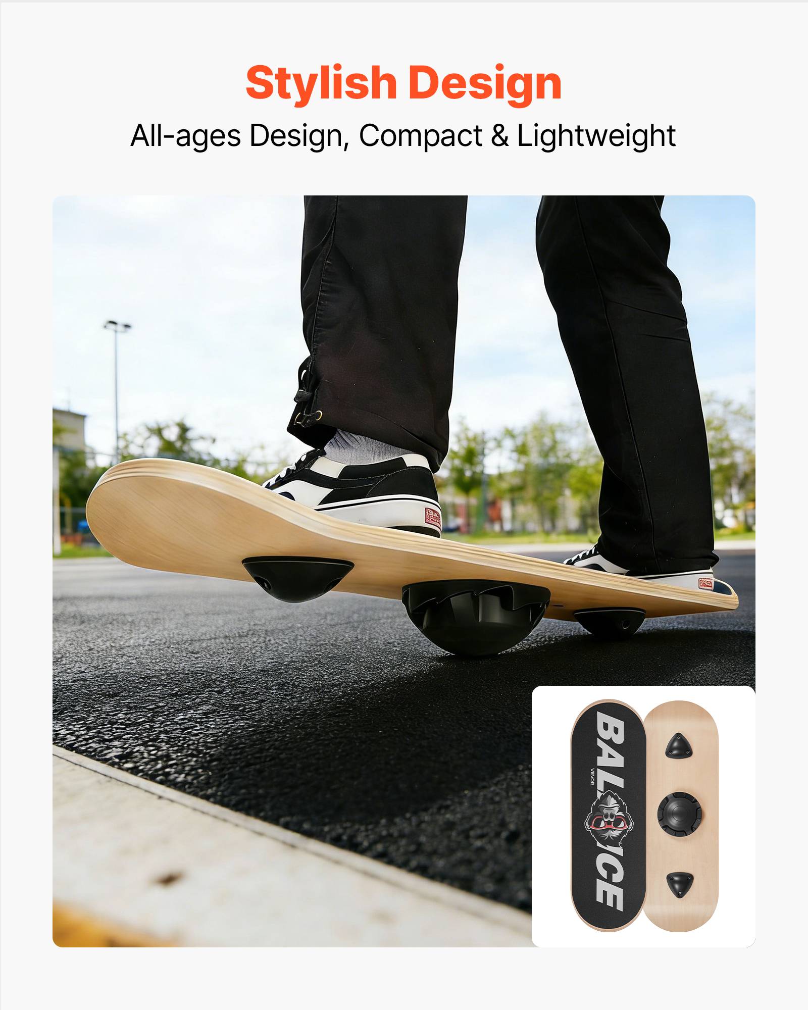 Vevor - VEVOR Planche d'équilibre 70 cm, base réglable 3 niveaux, rotation 360°, bois multicouche antidérapant, 200 kg, pour fitness et proprioception. - Image 7