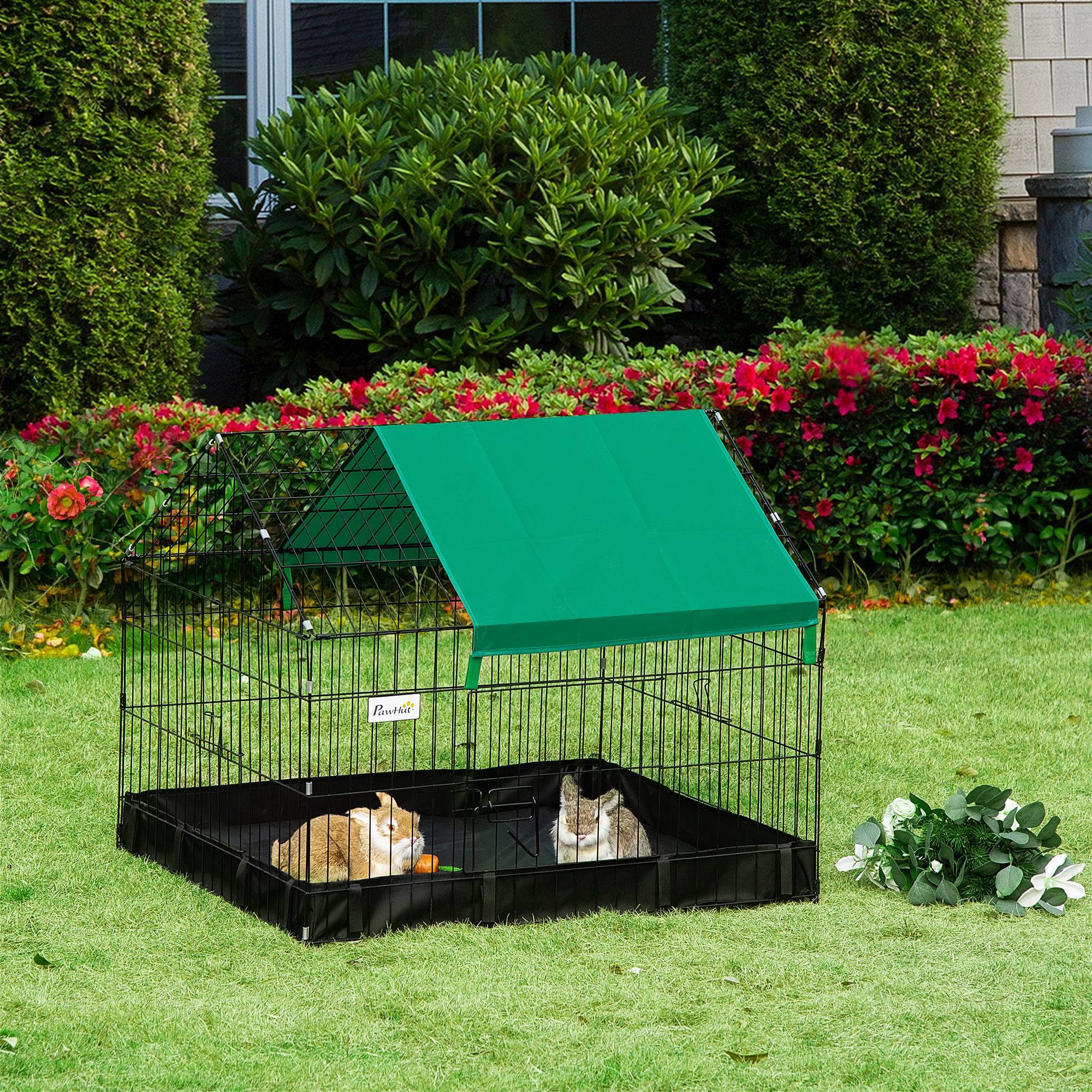 Sans Marque - Cage enclos lapins/petits animaux/rongeurs int/ext bâche protection incluse 90x75x75 cm - Image 4