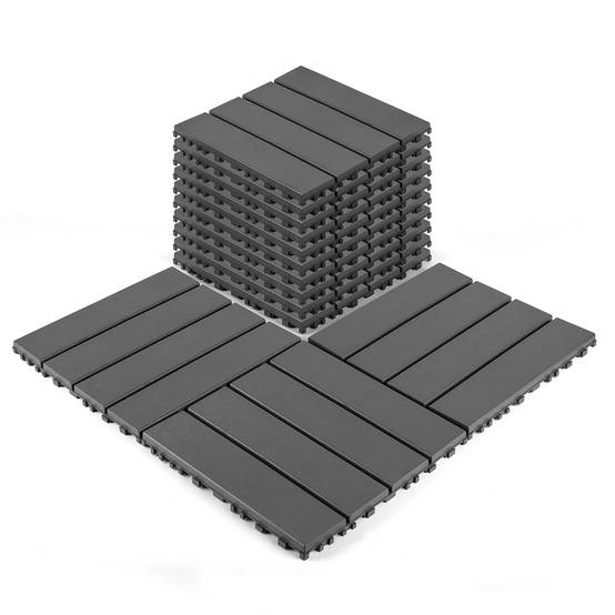Dalles Terrasse Polypropylène Jardin Balcon Clipsables 30x30cm Gris Foncé Lot de 44 - ComfortXL Outdoor Living - Image 6