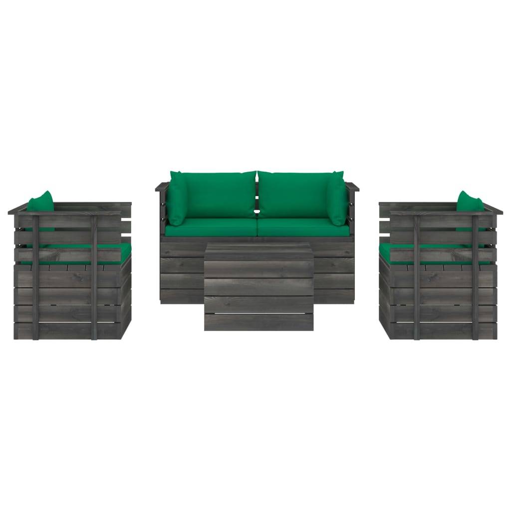 Helloshop26 - Salon de jardin palette meuble d'extérieur ensemble de mobilier 5 pièces avec coussins bois de pin massif - Image 2