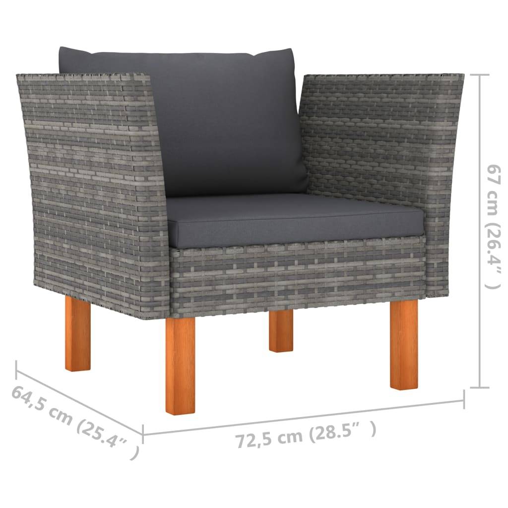 Helloshop26 - Salon de jardin meuble d'extérieur ensemble de mobilier 8 pièces résine tressée et bois d'eucalyptus gris - Image 9