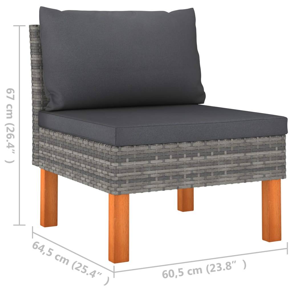 Helloshop26 - Salon de jardin meuble d'extérieur ensemble de mobilier 8 pièces résine tressée et bois d'eucalyptus gris - Image 7