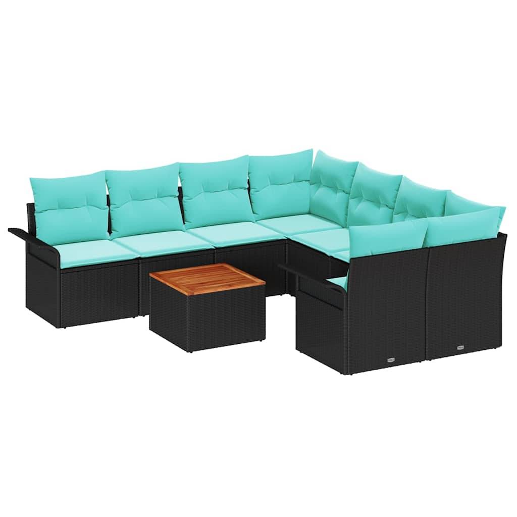 Vidaxl - Ensemble de canapé de jardin avec coussin 9 pcs Noir polyrotin vidaXL 3347312 - Image 2