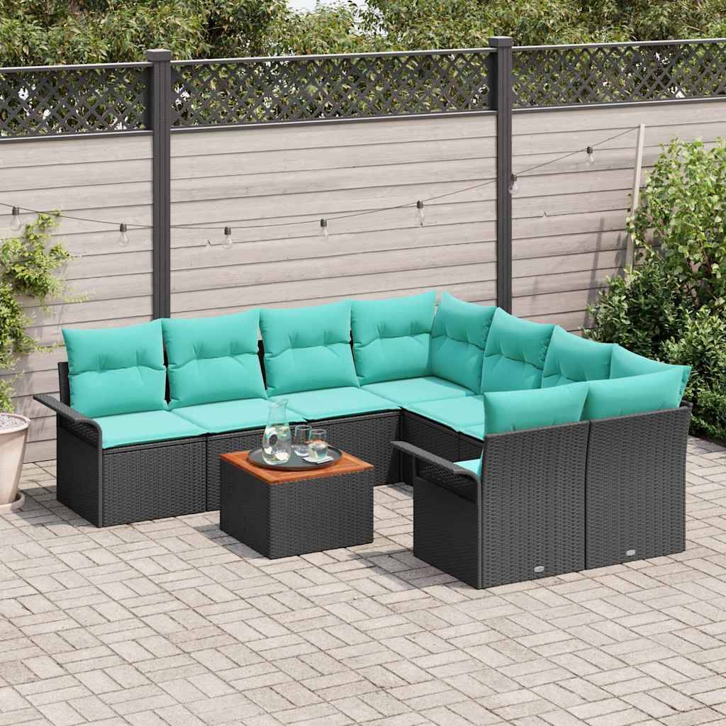 Vidaxl - Ensemble de canapé de jardin avec coussin 9 pcs Noir polyrotin vidaXL 3347312 - Image 4