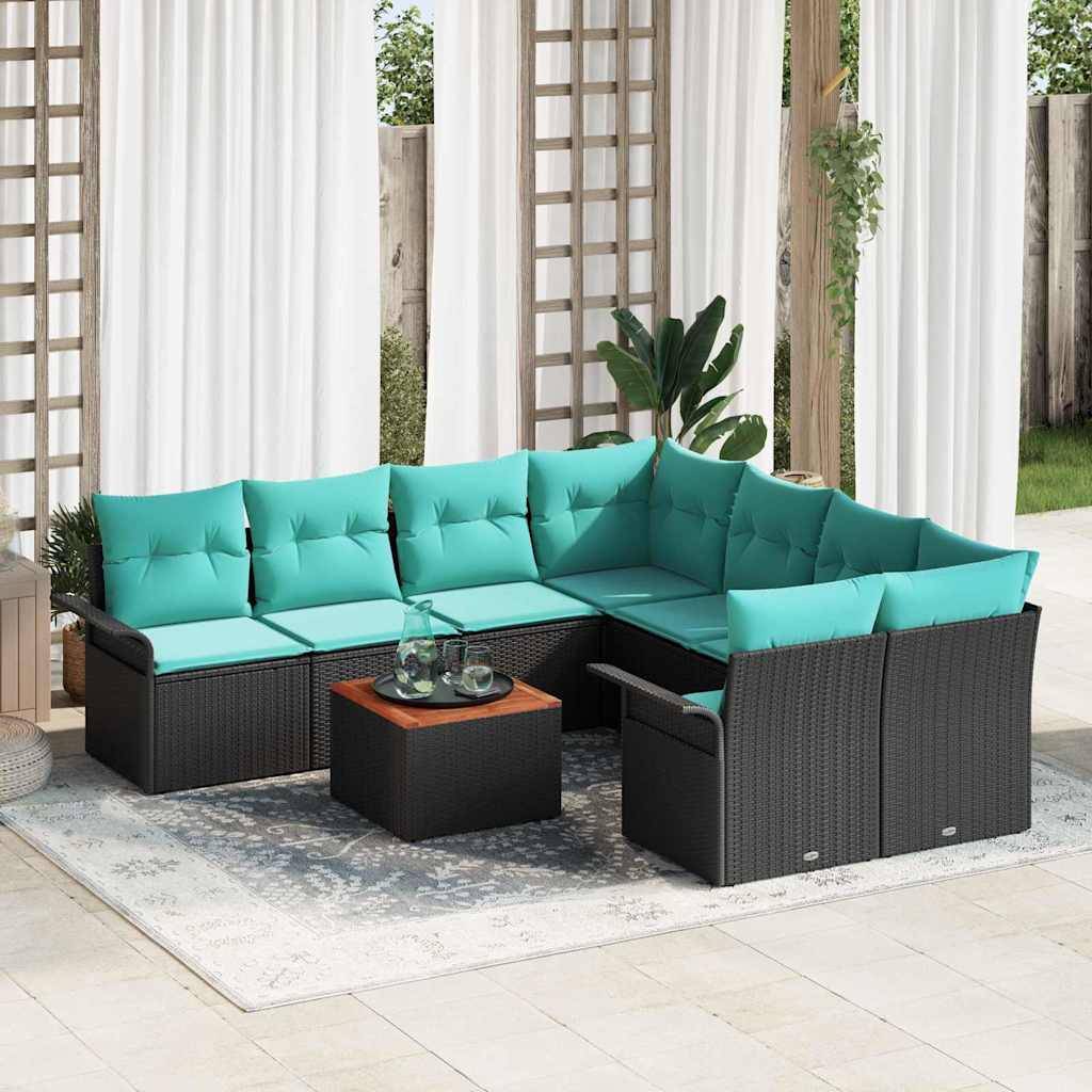 Vidaxl - Ensemble de canapé de jardin avec coussin 9 pcs Noir polyrotin vidaXL 3347312 - Image 1
