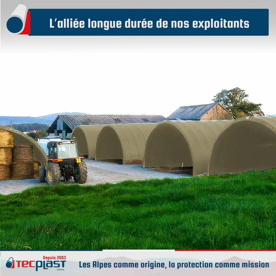 Bâche Tunnel agricole 3,5x3,5 m LP506TU Blanc Crème - Garantie 5 ans - Bâche PVC étanche pour Tunnel de stockage TECPLAST - Image 2