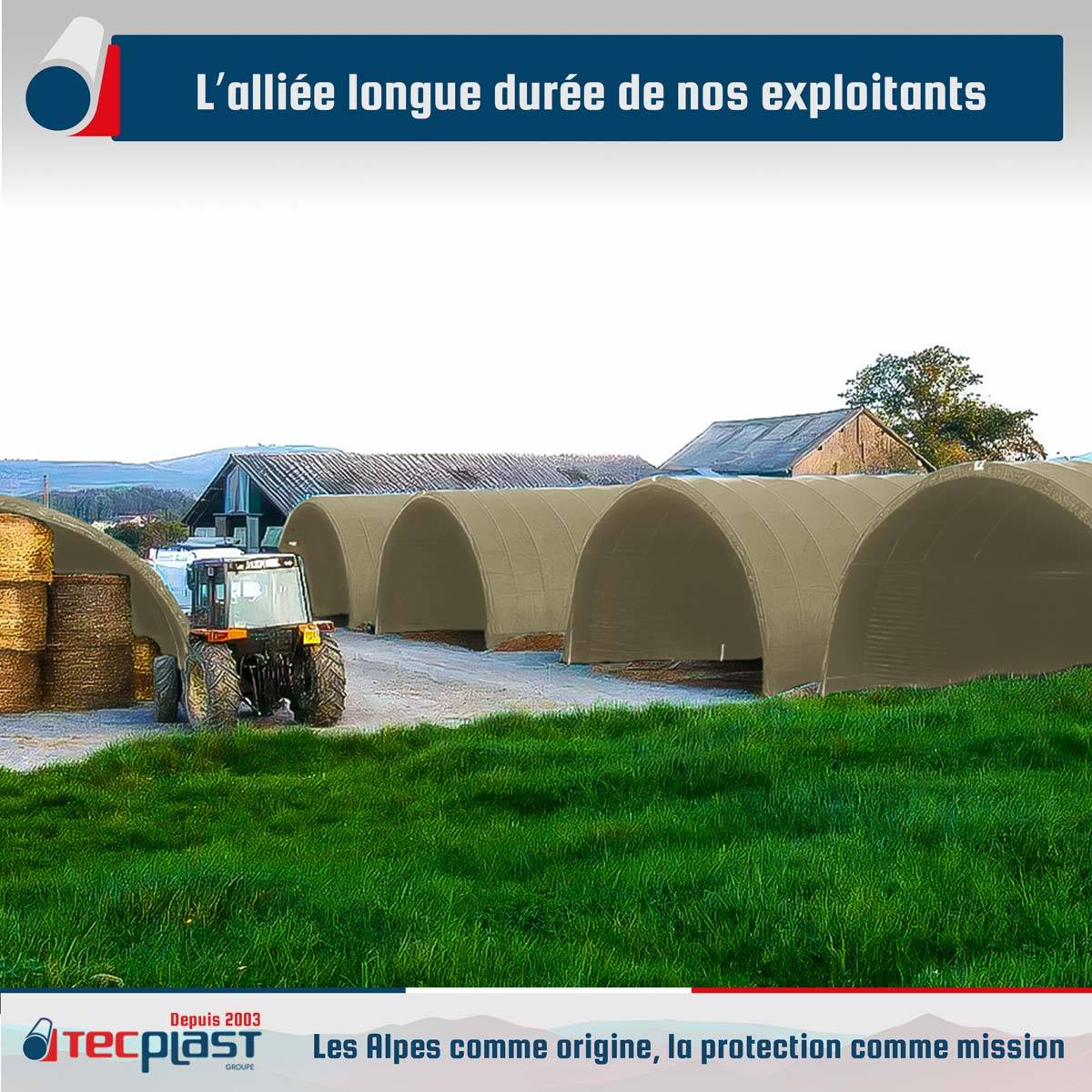 Bâche Tunnel agricole 3,5x3,5 m LP506TU Blanc Crème - Garantie 5 ans - Bâche PVC étanche pour Tunnel de stockage TECPLAST - Image 2