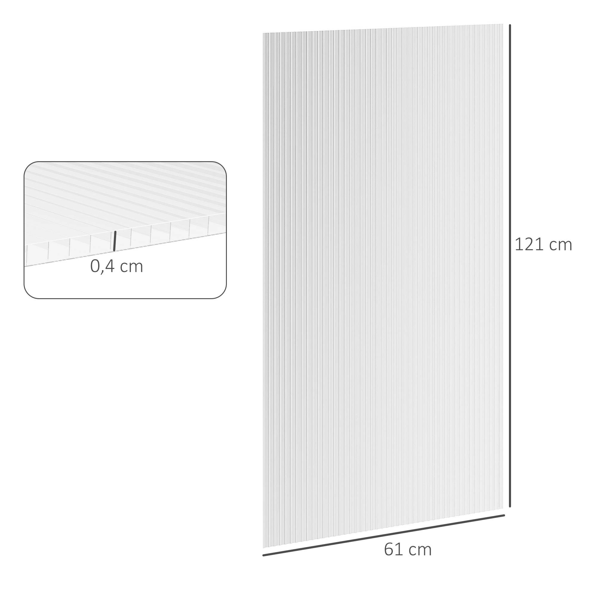 14 panneaux de polycarbonate alvéolaire 4 mm, résistant aux UV, personnalisable, dim. d'un panneau 121L x 61l cm - Image 5