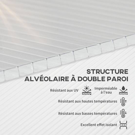 14 panneaux de polycarbonate alvéolaire 4 mm, résistant aux UV, personnalisable, dim. d'un panneau 121L x 61l cm - Image 6