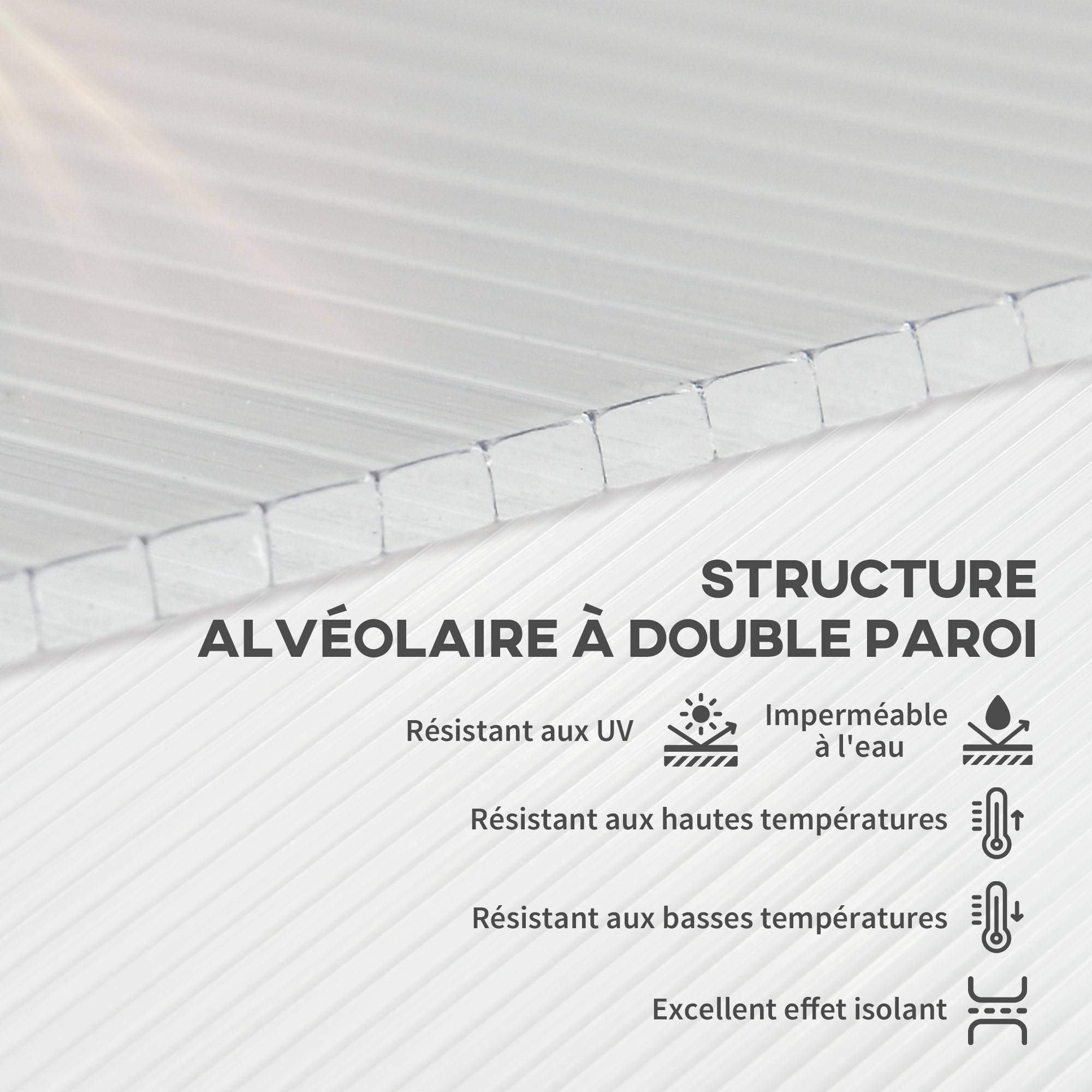 14 panneaux de polycarbonate alvéolaire 4 mm, résistant aux UV, personnalisable, dim. d'un panneau 121L x 61l cm - Image 6