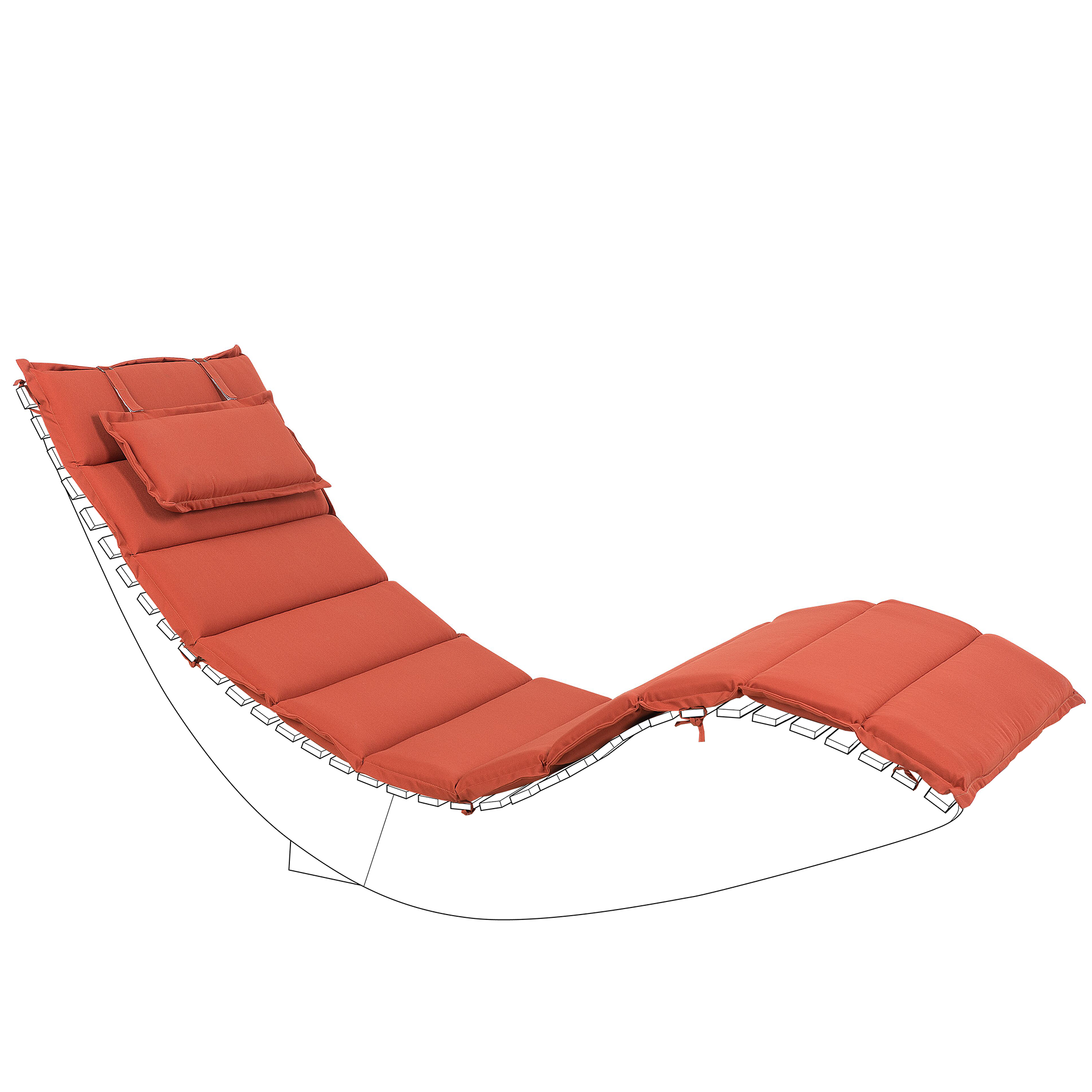Beliani - Chaise Longue à Bascule Bois Foncé en Bois d'Acacia avec Coussin Rouge Patio Terrasse Jardin à Lattes - Image 4