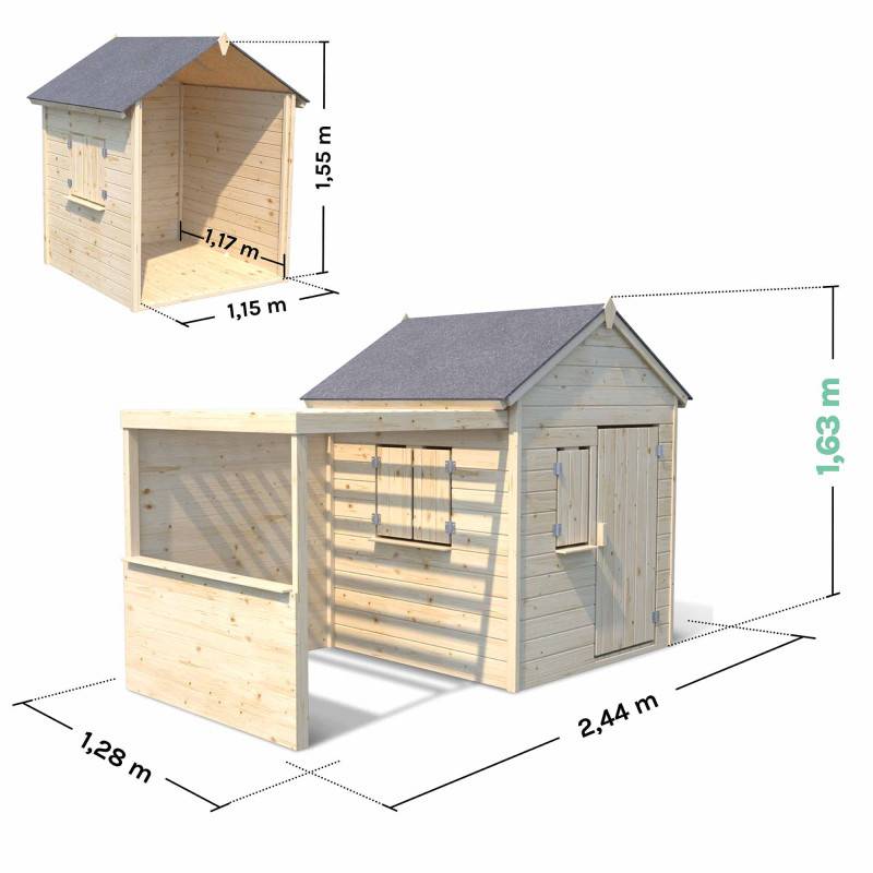 Soulet - Cabane en bois pour enfants Alpaga – Pin sylvestre, toiture étanche, 3,14 m² – Soulet - Image 3