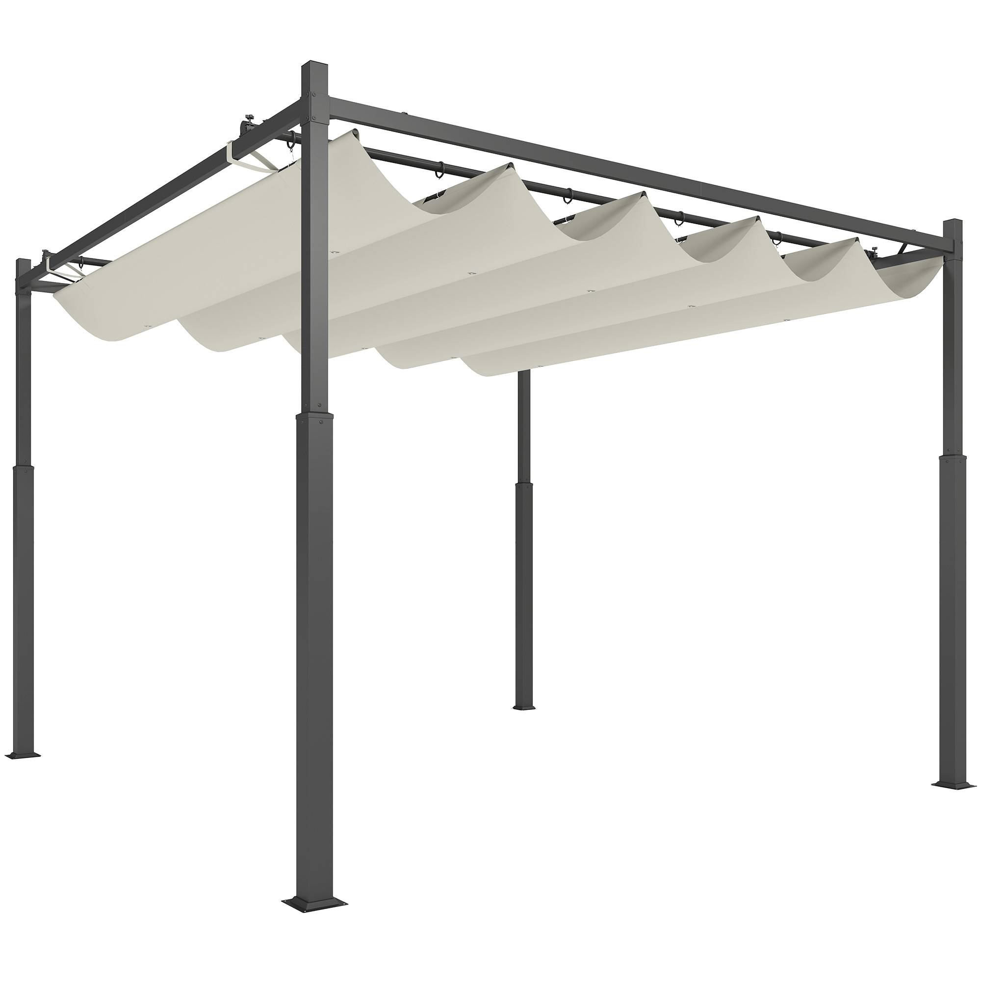 ComfortXL - Pergola Autoportante 3x3m Acier Toit Rétractable Magnétique Protection UV30+ Crème - ComfortXL Outdoor Living