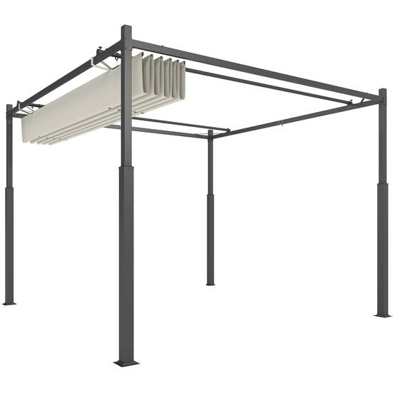 Pergola Autoportante 3x3m Acier Toit Rétractable Magnétique Protection UV30+ Crème - ComfortXL Outdoor Living - Image 2