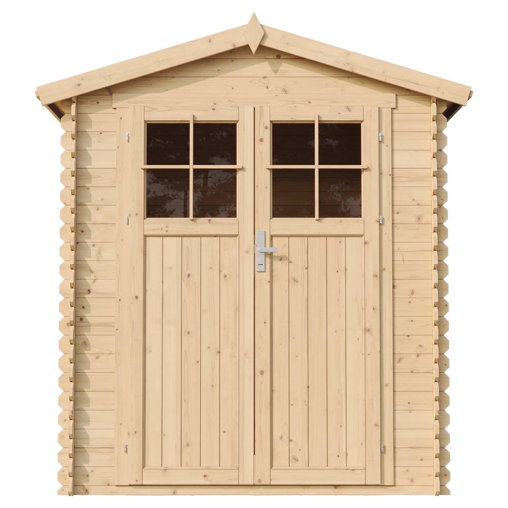 Timbela - Abri de jardin en bois AVEC SOL TRAITÉ - 2.82 m² / 186x196xH224 cm - 19 mm d’épaisseur - Timbela M320F+M320G - Image 3