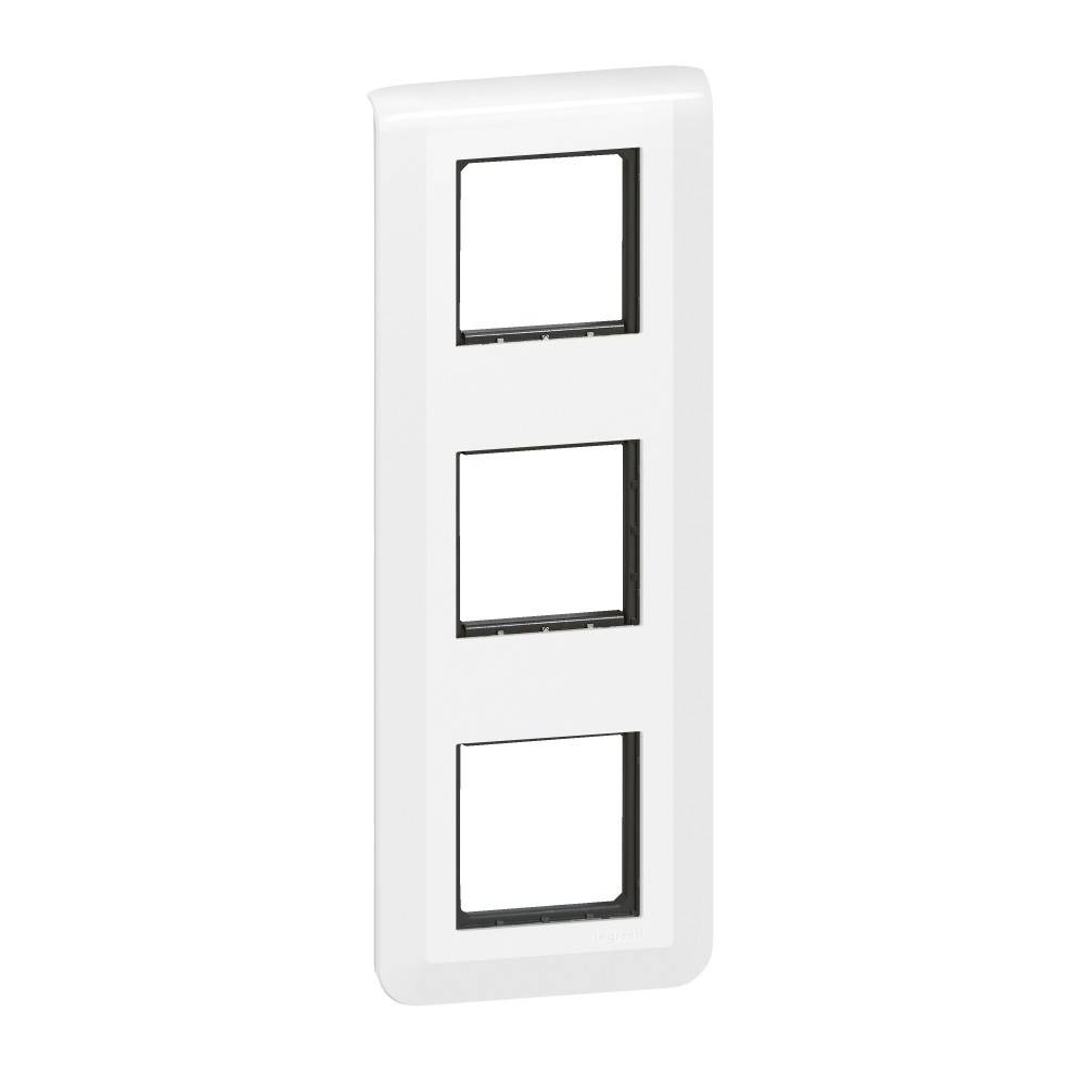 Legrand - Support et plaque triple vertical Mosaic, LEGRAND, blanche - Image 1