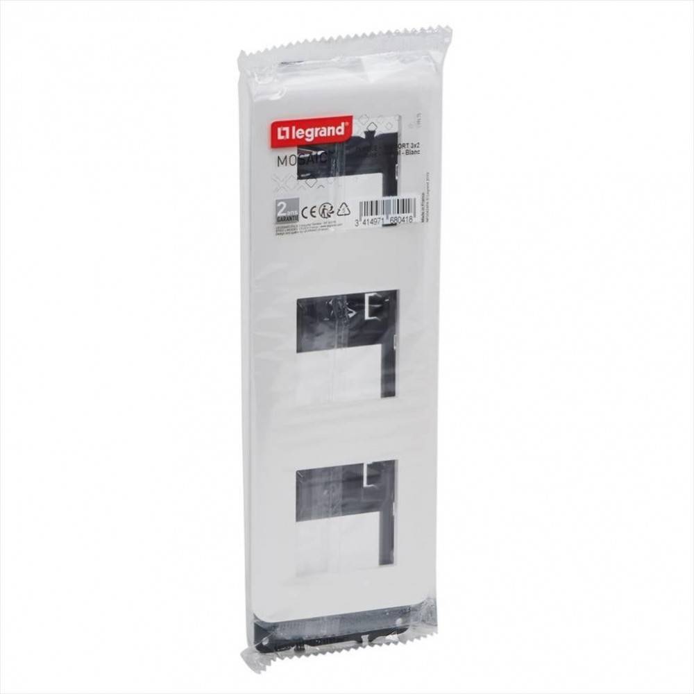 Legrand - Support et plaque triple vertical Mosaic, LEGRAND, blanche - Image 2