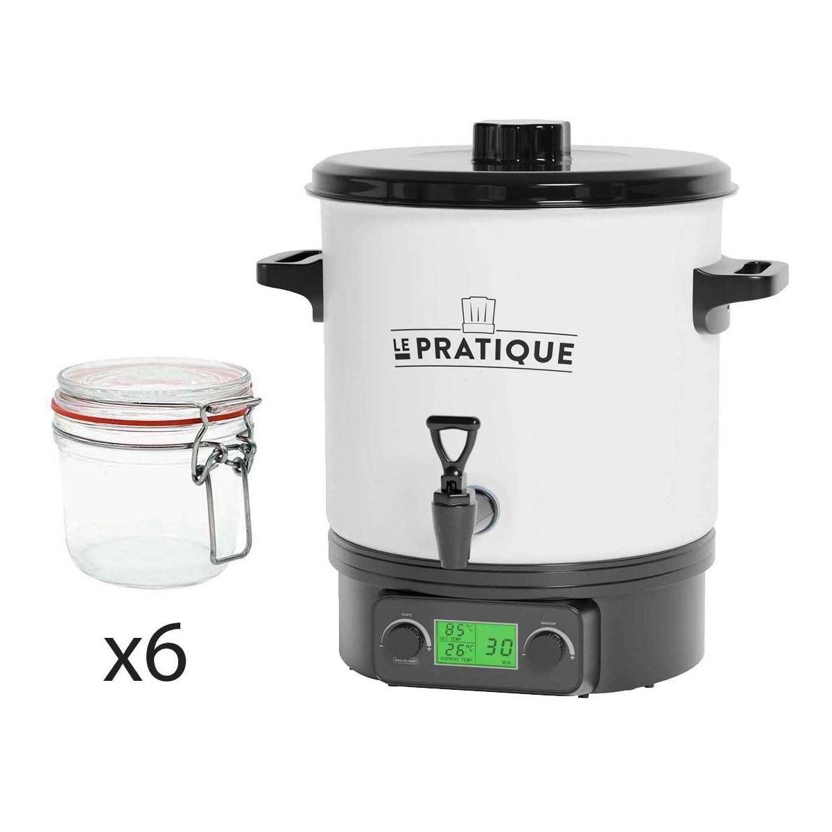LE PRATIQUE - Stérilisateur automatique en émail écran LCD avec 6 bocaux Stérilisateur + 6 bocaux de 350 ml - Image 1