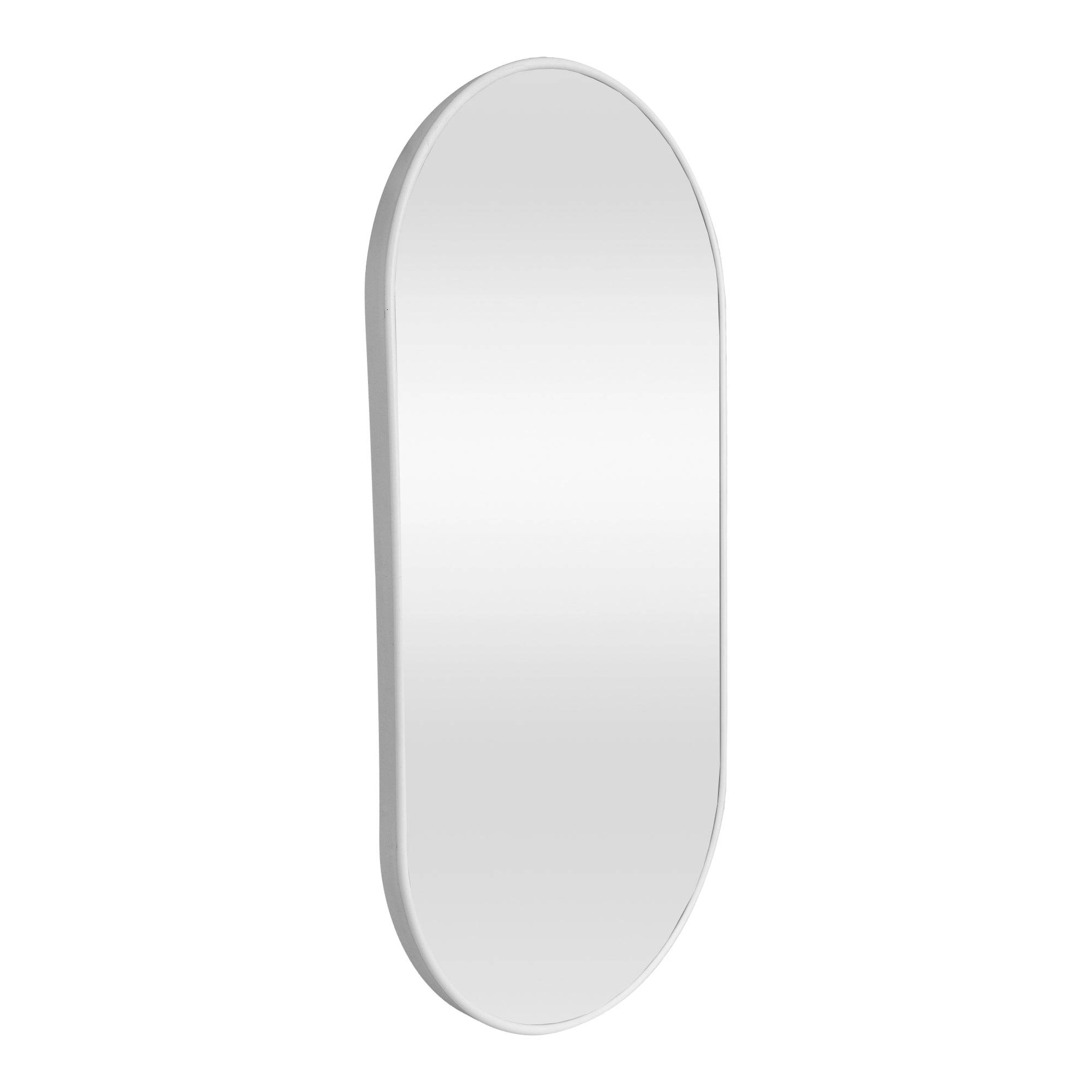 Miroir mural ovale 40 x 80 cm blanc mat - Image 1