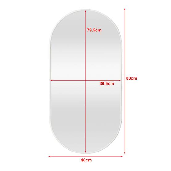 Miroir mural ovale 40 x 80 cm blanc mat - Image 3
