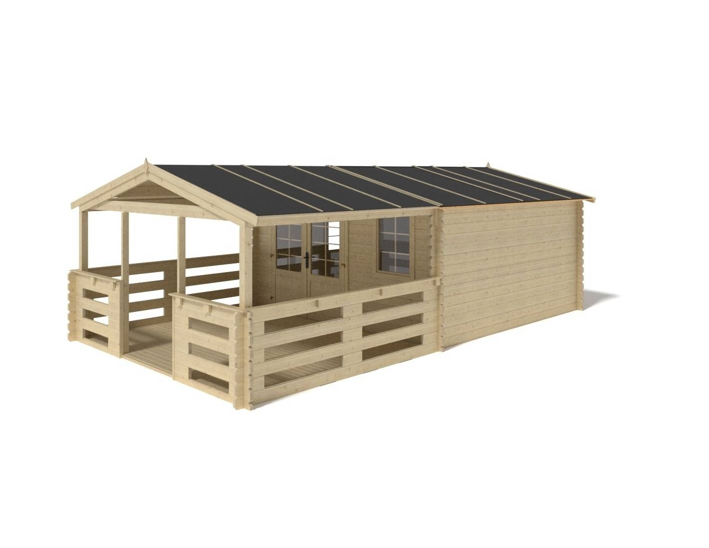 Altanka - Abri de jardin en bois - 4x4 m + terrasse avec balustrade et avant-toit en bois - 28 m2 - DOM611+DOM618+DOM548+POD04 - ALTANKA - Image 5