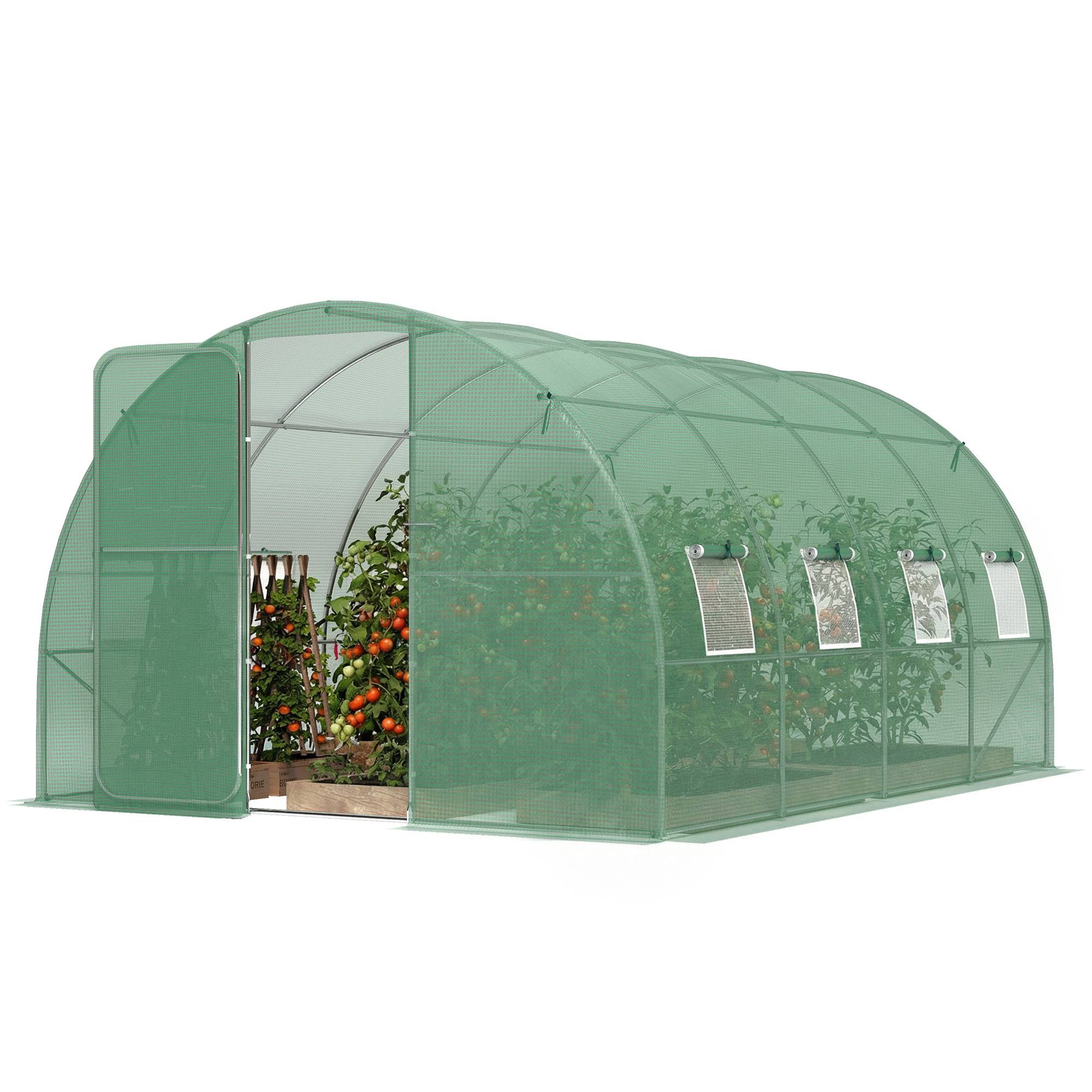 Serre Tunnel de Jardin 12 m² 295 x 400 x 200 cm, Porte et 8 Fenêtres, Bâche PE 140 g/m² - Image 2