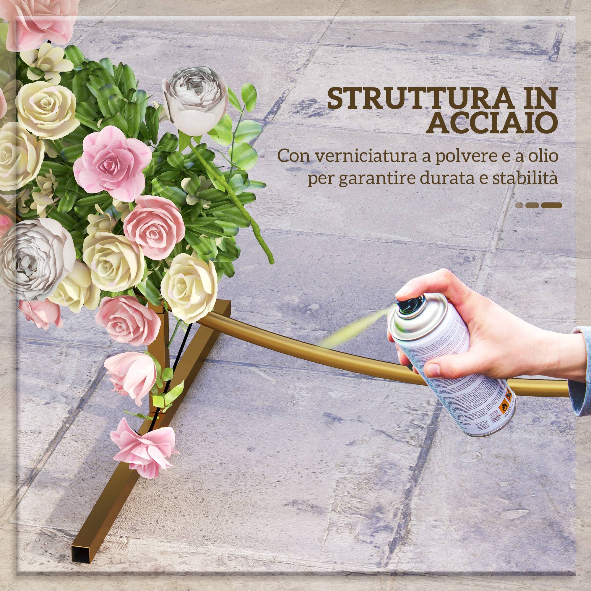 Arche ronde mariage Acier Cérémonies événements Support floral 222x224cm Doré - ComfortXL Outdoor Living - Image 7