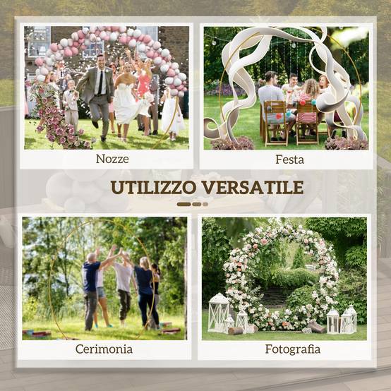 Arche ronde mariage Acier Cérémonies événements Support floral 222x224cm Doré - ComfortXL Outdoor Living - Image 8