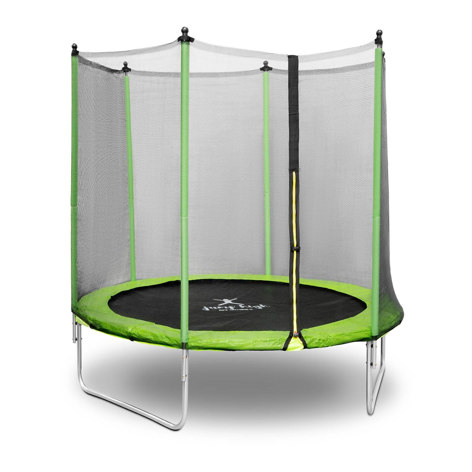 Helloshop26 - Trampoline de jardin - diamètre 244 x 180 cm - 80 kg - filet de sécurité - noir/gris - Image 1