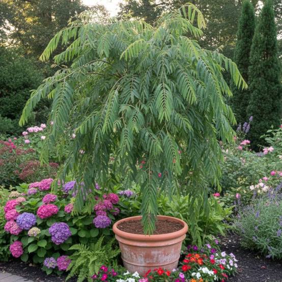 Arbre à soie pleureur, Albizia à fleurs Rose - feuillage Caduc - Pot de 15L - 1/2 tige- hauteur à maturité De 3,00 m à 5,00 m - Image 4