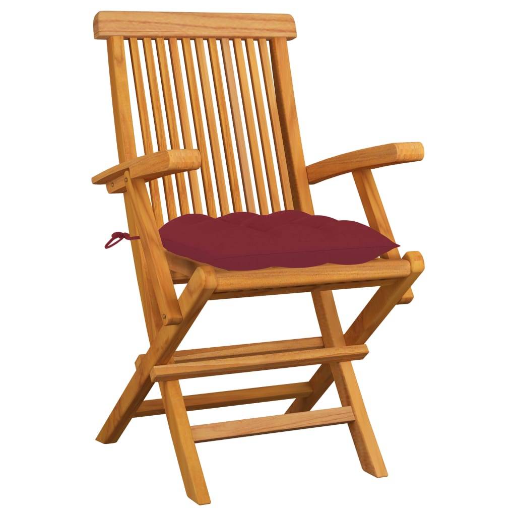 PANGIVO - Chaises de jardin teck rouge bordeaux 55 x 60 x 89 cm - PANGIVO - Image 2