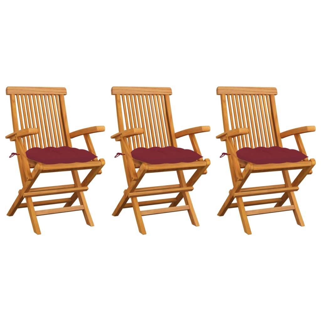 PANGIVO - Chaises de jardin teck rouge bordeaux 55 x 60 x 89 cm - PANGIVO