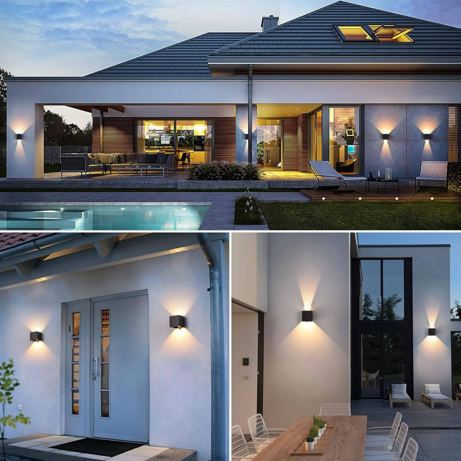 8 in 1 - 2PCS LED Applique Murale Intérieur Extérieur avec Détecteur Mouvement 12W 3000K IP65 Angle Faisceau Réglable Noir - Image 5