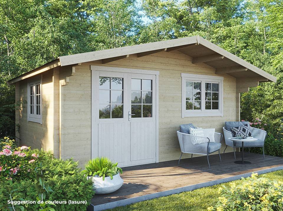 Direct Abris - Chalet de Jardin CLAIRA 18m2 - Epaisseurs des madriers : 44mm - Double Vitrage - Abri de Jardin - Bois Nordique - Image 1